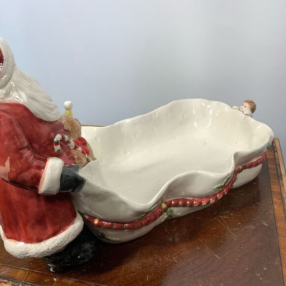 Fitz and Floyd 1987 Ceremic Santa Christmas Decorative Dish Red White  8"x12" - Picture 9 of 10